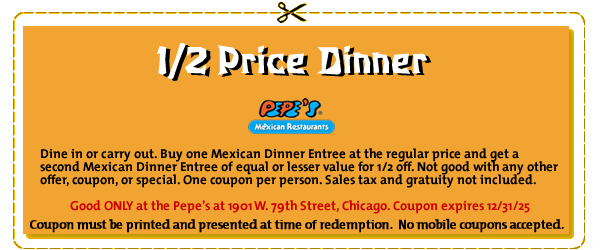 Half Price Dinner